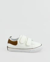 Tenis Velcro Detalle Café Con Blanco Melosos Niños